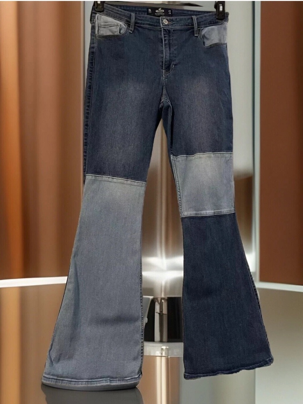 Hollister High-Rise Vintage Flare Patchwork Colorblock Flared Women's Jeans 32